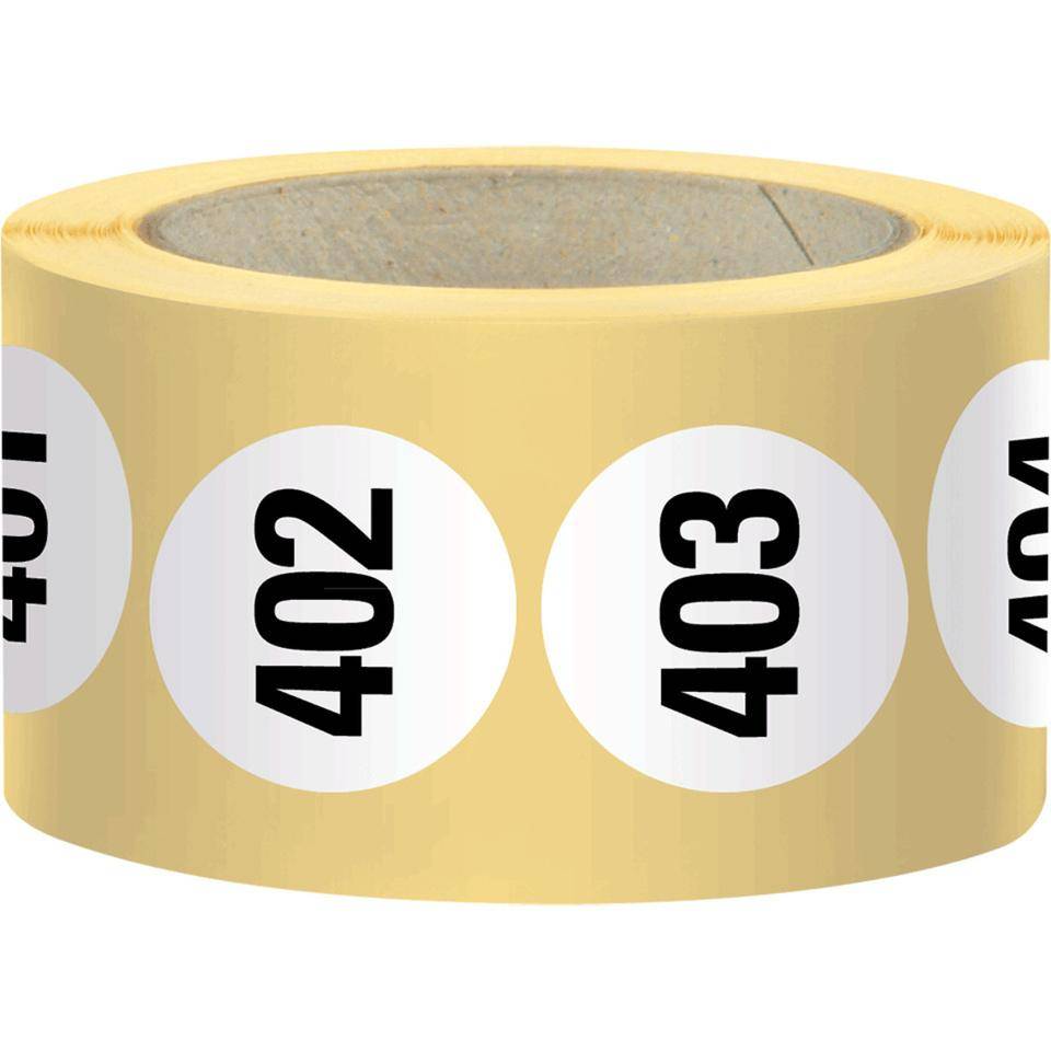 Markierungspunkt, numeriert 001-500, weiß, Haftpapier, ablösbar,Ø 25mm, 500/Rolle