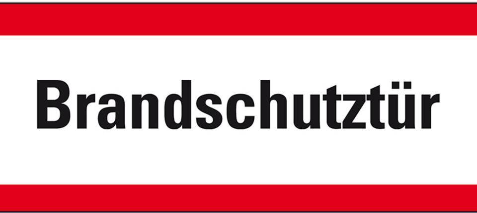 Feuerwehrzeichen Brandschutztür, Folie, selbstklebend, 210x74mm,DIN 4066