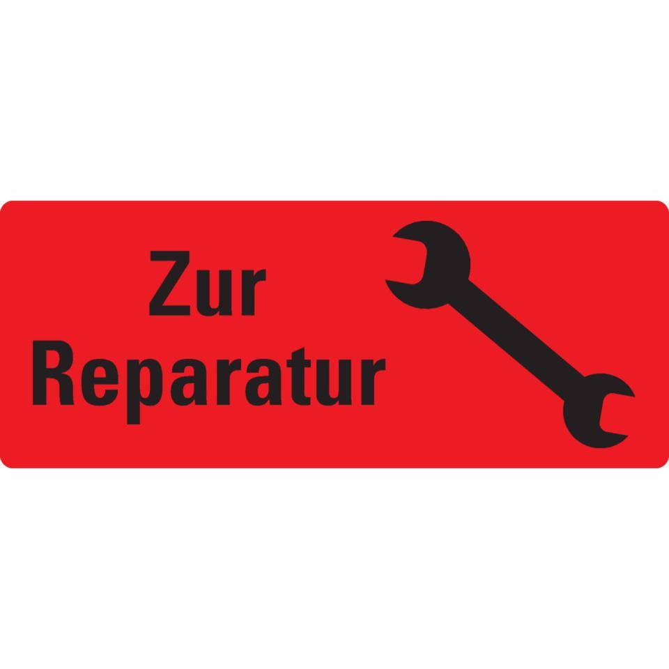 Organisationsetikiett Zur Reparatur, Pikto, rot, Haftpapier, ablösbar, 50x20mm, 500/Rolle