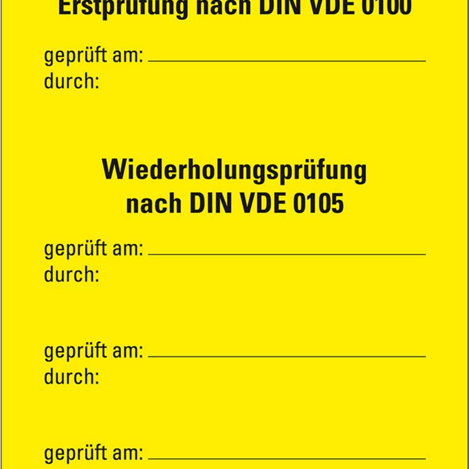 Prüfnachweis Typ B, Erstprüfung nach VDE 0100/0105, Folie, ablösbar, 105x148mm