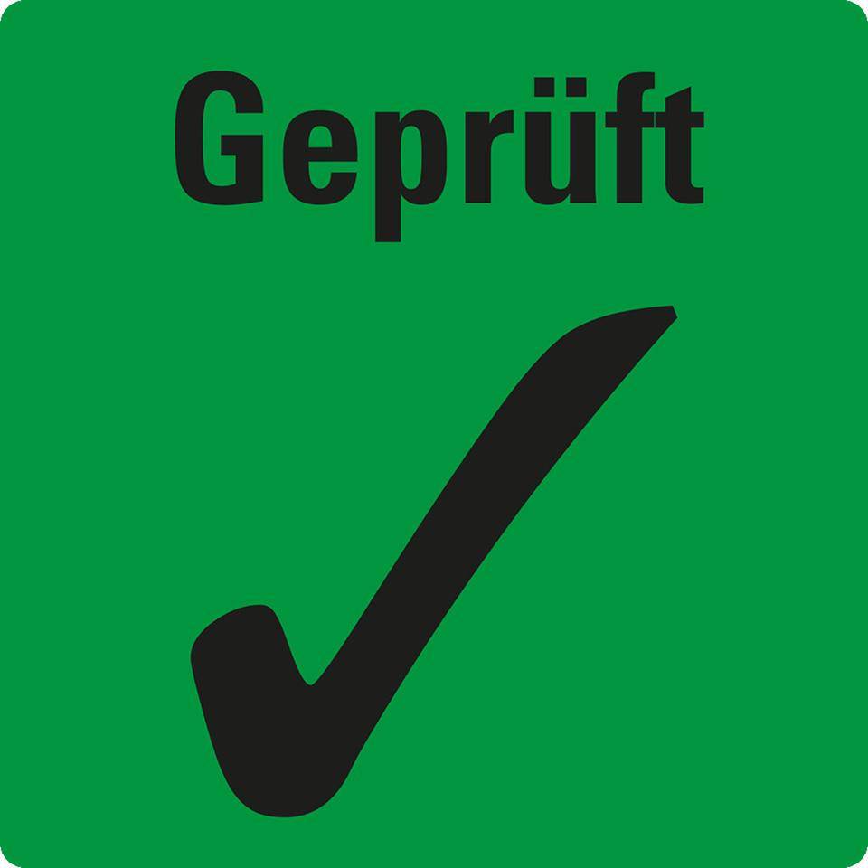 Organisationsetikett Geprüft, grün, Haftpapier, ablösbar, 17x17mm, 500/Rolle