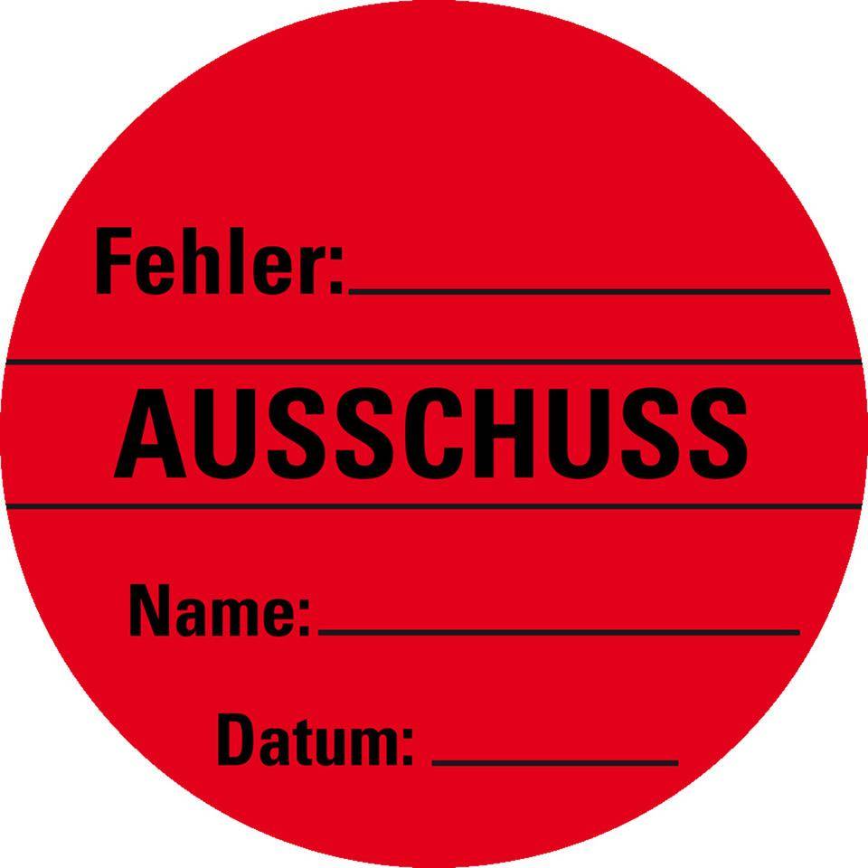 Organisationsetikett Ausschuss, rot, Haftpapier, ablösbar, Ø 60mm, 500/Rolle