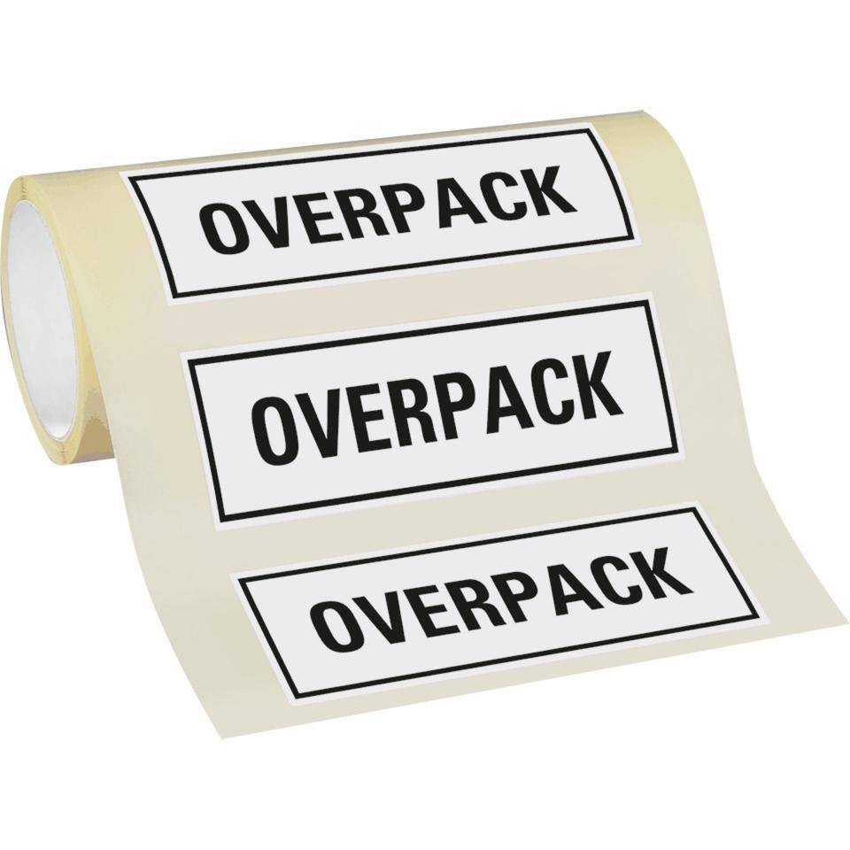 Verpackungskennzeichen OVERPACK, Haftpapier, permanent, 147x50mm, 500/Rolle