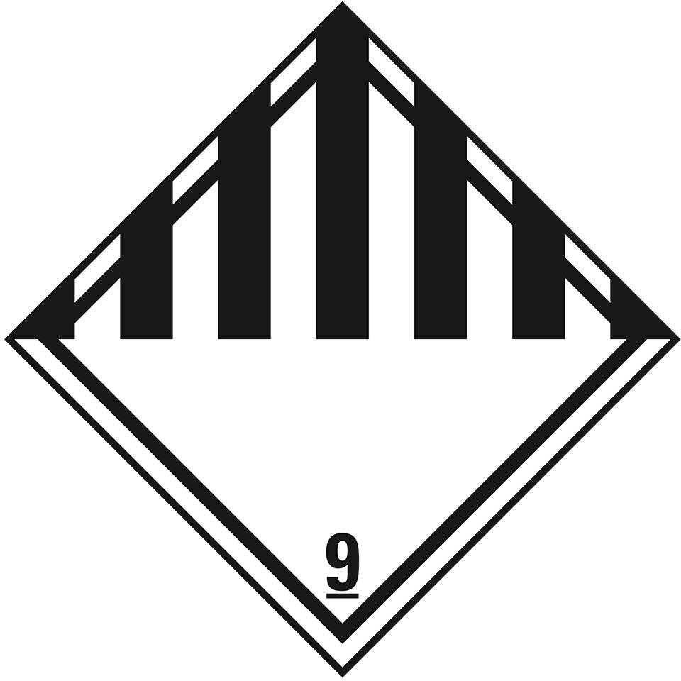 Verpackungskennzeichen Kl.9 Verschiedene gefährliche Stoffe, Haftpapier, permanent, 100x100mm, 1000/Rolle