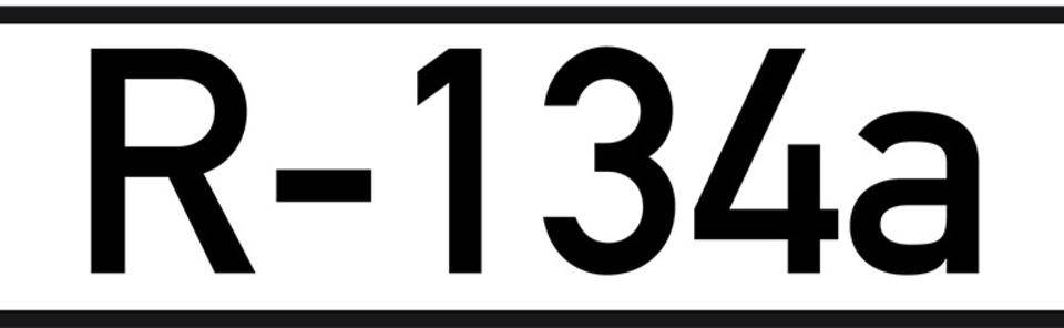 Rohrleitungsetikett R-134a, für Kältemittel, schwarz/weiß, 74x18mm, 36/Heft