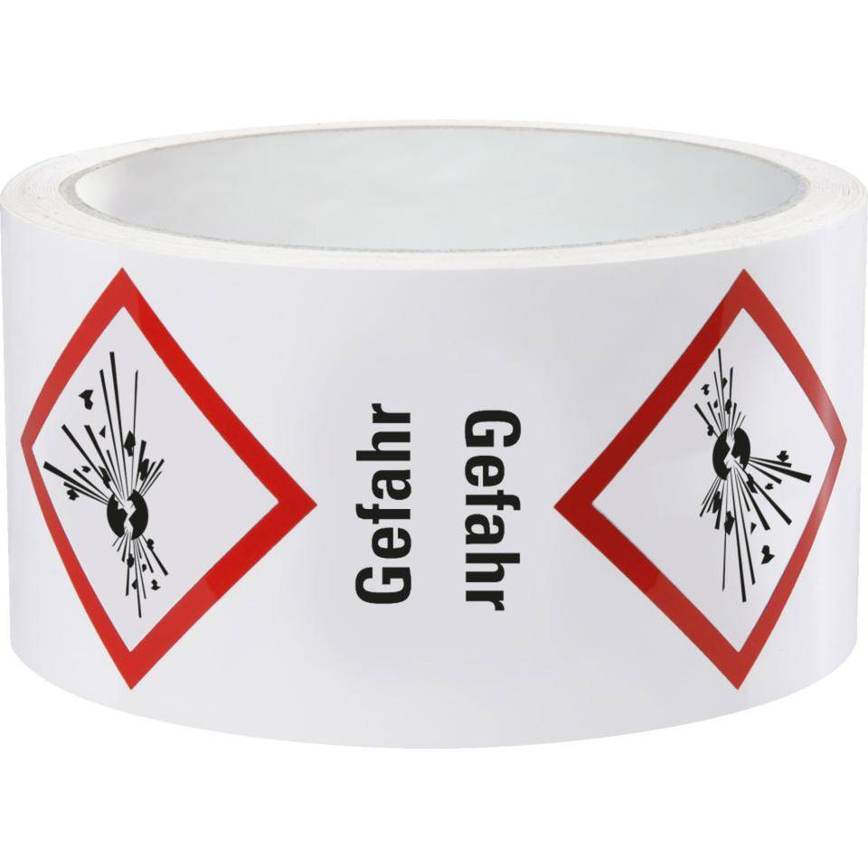 Gefahrensymbol Explodierende Bombe GHS 01, Gefahr, Folie, 74x105mm, 500/Rolle, GHS-Verordnung