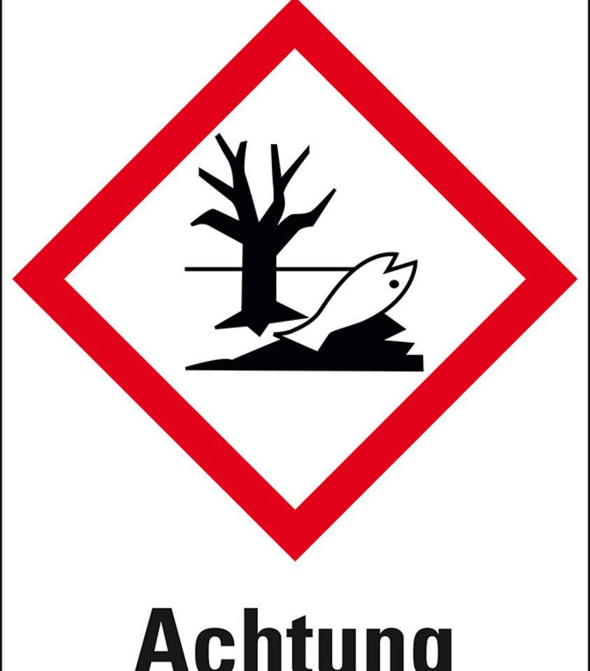 Gefahrensymbol Umwelt GHS 09, Achtung, Folie, 52x74mm, GHS-Verordnung
