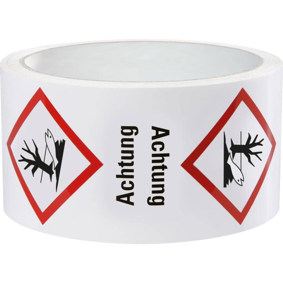 Gefahrensymbol Umwelt GHS 09, Achtung, Folie, 18x26mm, 500/Rolle, GHS-Verordnung