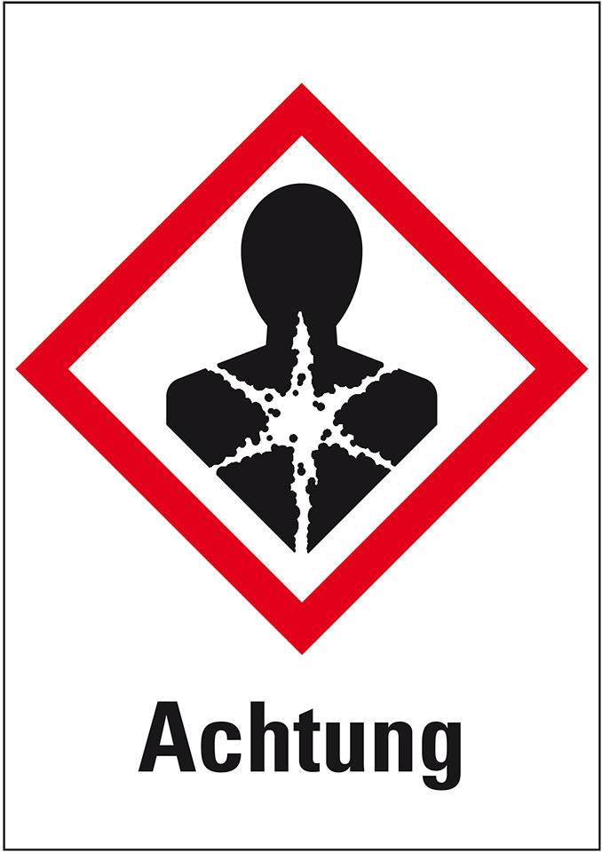 Gefahrensymbol Gesundheitsgefahr GHS 08, Achtung, Haftpapier, 18x26mm, 1000/Rolle, GHS-Verordnung