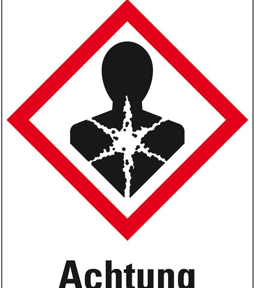 Gefahrensymbol Gesundheitsgefahr GHS 08, Achtung, Haftpapier, 52x74mm, 1000/Rolle, GHS-Verordnung