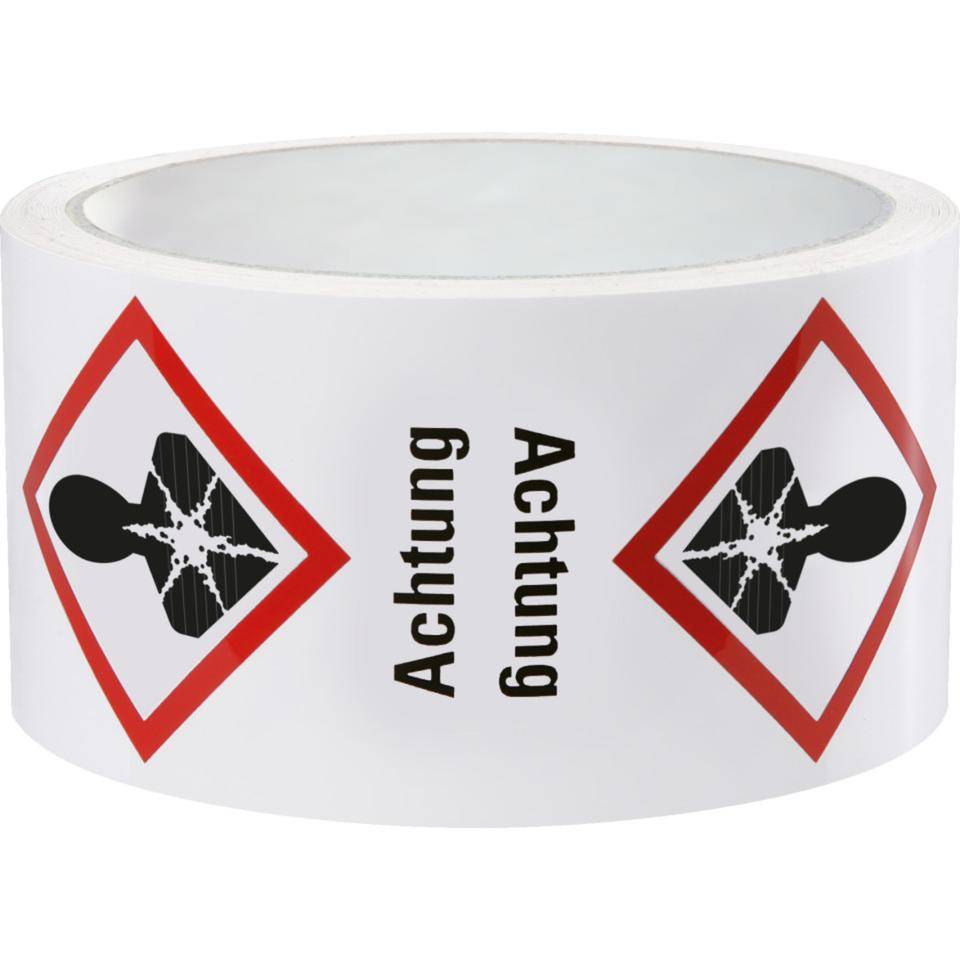 Gefahrensymbol Gesundheitsgefahr GHS 08, Achtung, Haftpapier, 52x74mm, 1000/Rolle, GHS-Verordnung