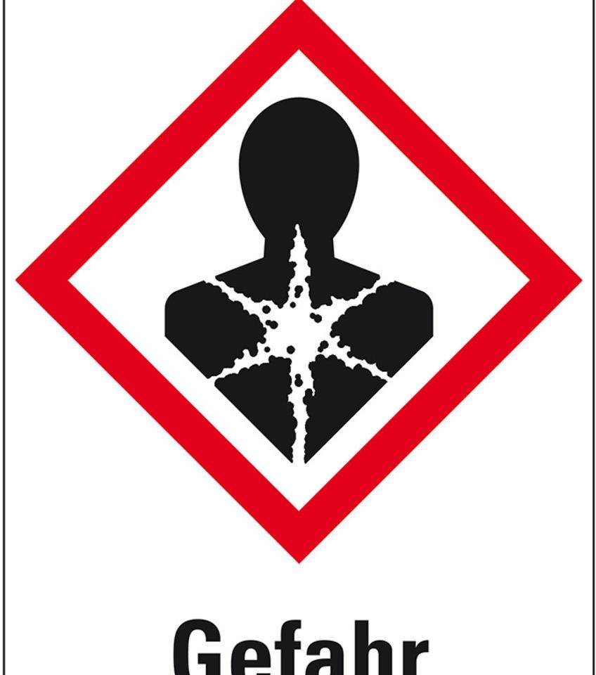 Gefahrensymbol Gesundheitsgefahr GHS 08, Gefahr, Haftpapier, 52x74mm, 1000/Rolle, GHS-Verordnung