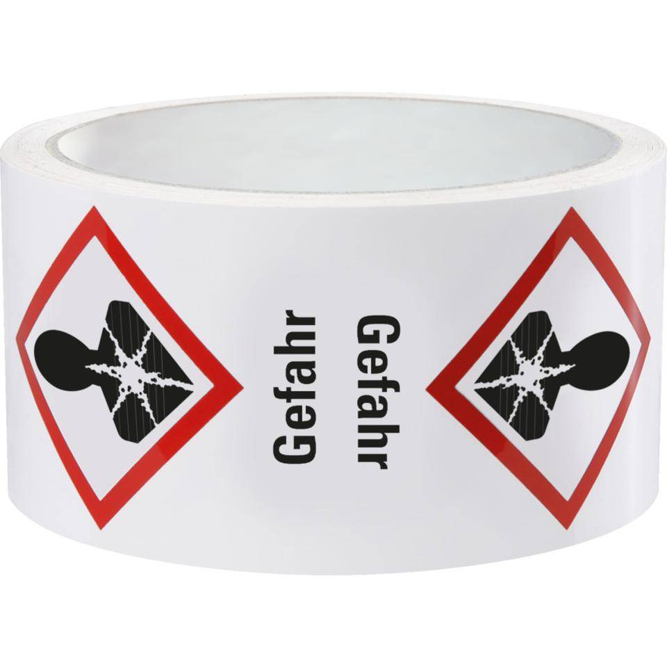Gefahrensymbol Gesundheitsgefahr GHS 08, Gefahr, Haftpapier, 52x74mm, 1000/Rolle, GHS-Verordnung