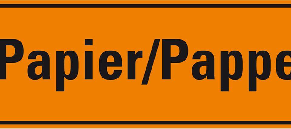 Hinweisschild Papier/Pappe, orange/schwarz, Folie, selbstklebend, 297x105mm
