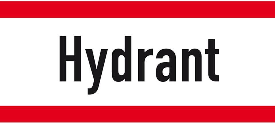Feuerwehr-Hinweisschild Hydrant, Aluminium RA0, reflektierend, 594x210mm, DIN 4066