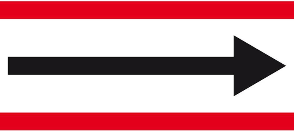 Feuerwehr-Hinweisschild Pfeil, Aluminium RA0, reflektierend, 594x210mm, DIN 4066
