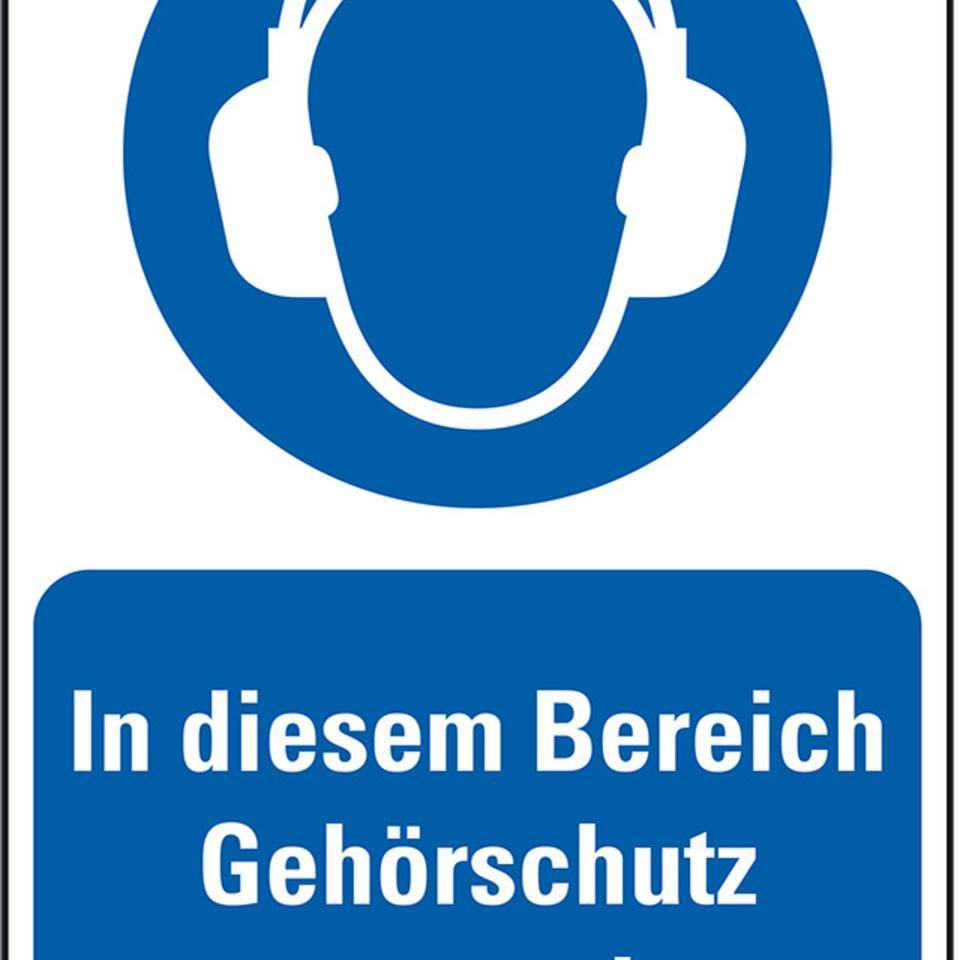 Gebots-Kombischild In diesem Bereich Gehörschutz tragen, Kunststoff, 200x300mm, ASR A1.3, DIN EN ISO 7010 M003