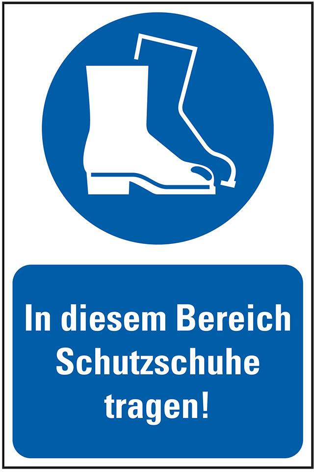 Gebots-Kombischild In diesem Bereich Schutzschuhe tragen!, Kunststoff, 200x300mm