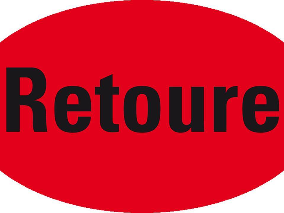 Organisationsetikett Retoure, oval, rot, Haftpapier, ablösbar, 90x53mm, 500/Rolle