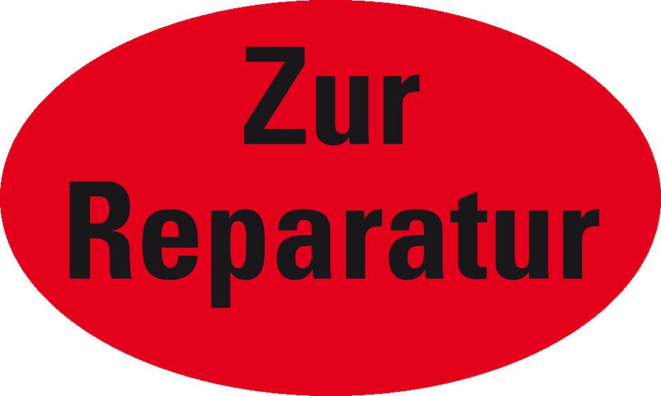 Organisationsetikett Z.Reparatur, oval, rot, Haftpapier, ablösbar, 90x53mm, 500/Rolle