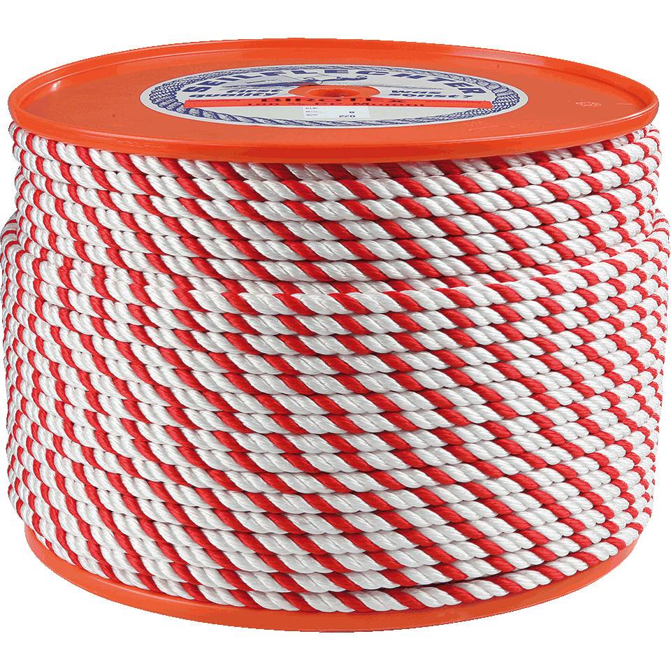 Seilflechter Polypropylenseil, 3-schäftig, weiß/rot, Ø 8mm, 220m/Rolle