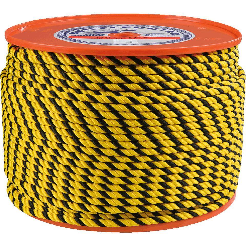 Seilflechter Polypropylenseil, 3-schäftig, gelb/schwarz, Ø 8mm, 220m/Rolle
