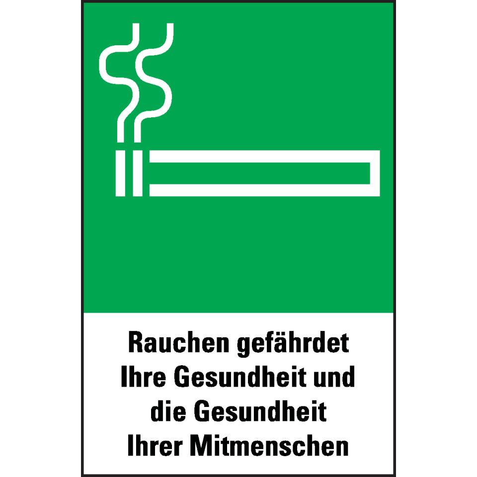 Hinweisschild Rauchen erlaubt, grün/schwarz, Folie, selbstklebend, 100x153mm, 3/VE