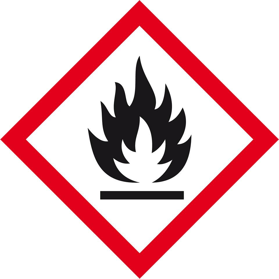 Gefahrensymbol Flamme GHS 02, Folie, selbstklebend, 32x32mm, 16/Bogen, GHS-Verordnung