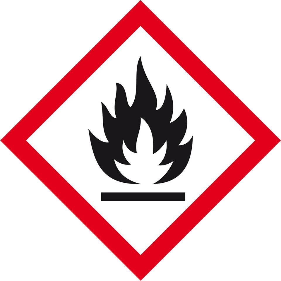 Gefahrensymbol Flamme GHS 02, Folie, selbstklebend, 105x105mm, 500/Rolle, GHS-Verordnung