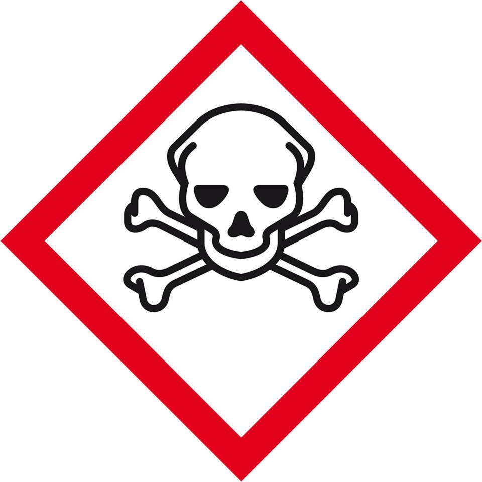 Gefahrensymbol Totenkopf mit gekreuzten K.GHS 06, Folie, selbstklebend, 52x52mm, 500/Rolle, GHS-Verordnung