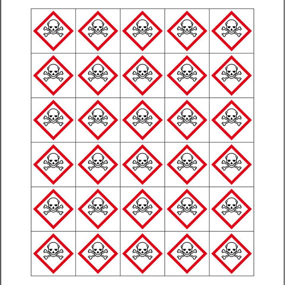 Minisymbol GHS 06 Akute Toxizität, Polyesterfolie, selbstklebend, 20x20mm, 30/Bogen