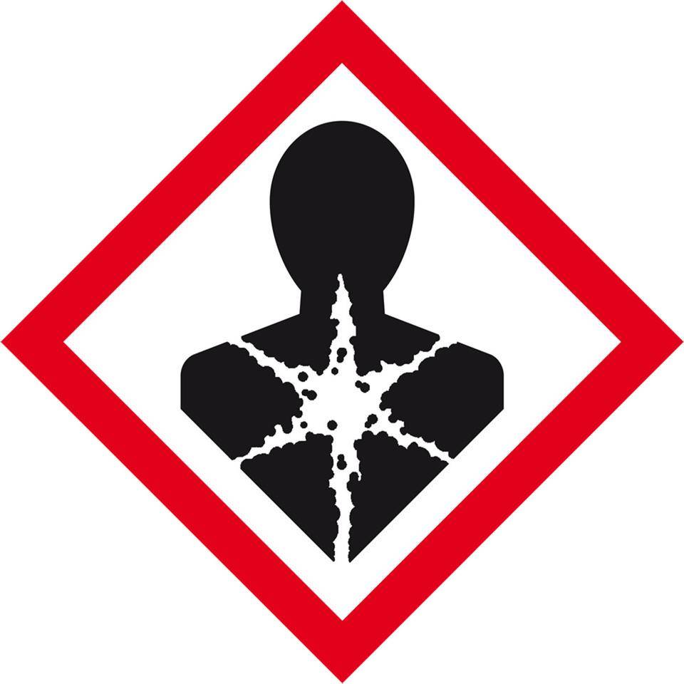 Gefahrensymbol Gesundheitsgefahr GHS 08, Folie, selbstklebend, 52x52mm, 500/Rolle, GHS-Verordnung