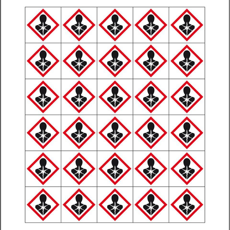 Minisymbol GHS 08 Gesundheitsgefahr, Folie, selbstklebend, 20x20mm, 30/Bogen