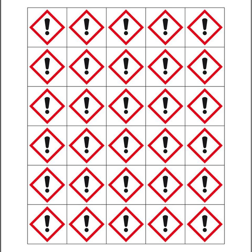 Minisymbol GHS 07 Gesundheitsgefährdend, Folie, selbstklebend, 20x20mm, 30/Bogen