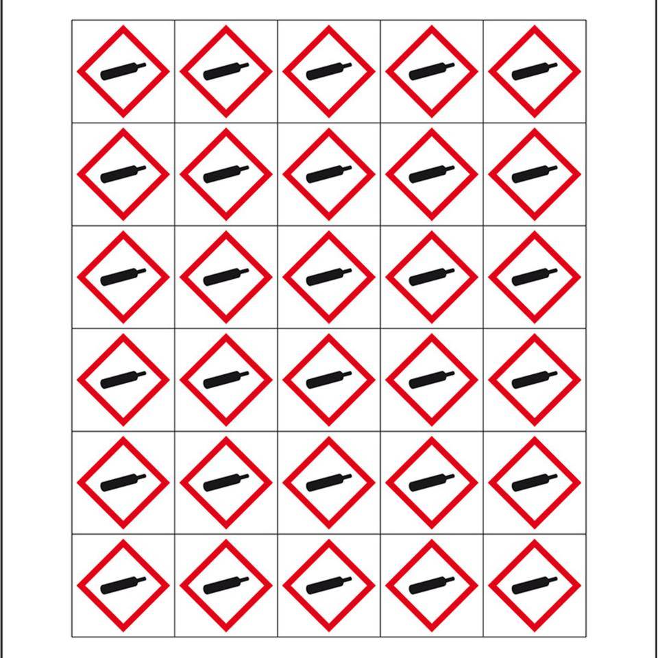Minisymbol GHS 04 Unter Druck stehende Gase, Polyesterfolie, selbstklebend, 20x20mm, 30/Bogen