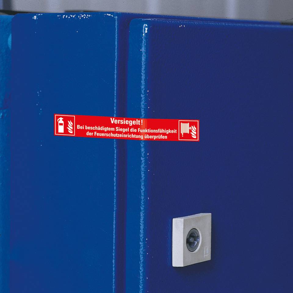 Sicherheitssiegel Feuerschutzein., Haftpapier, permanent, 100x15mm, 8/Bogen, ASR A1.3