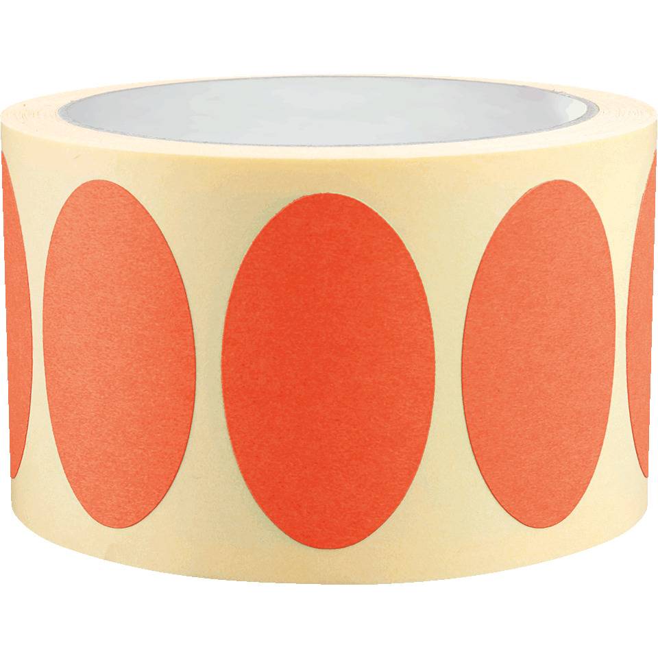 Etikett, beschriftbar, oval, rot, Haftpapier, ablösbar, 90x53mm, 500/Rolle