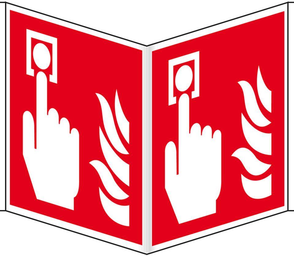 Brandschutz-Nasenschild Brandmelder, Kunststoff, 200x200mm, ASR A1.3, DIN EN ISO 7010 F005