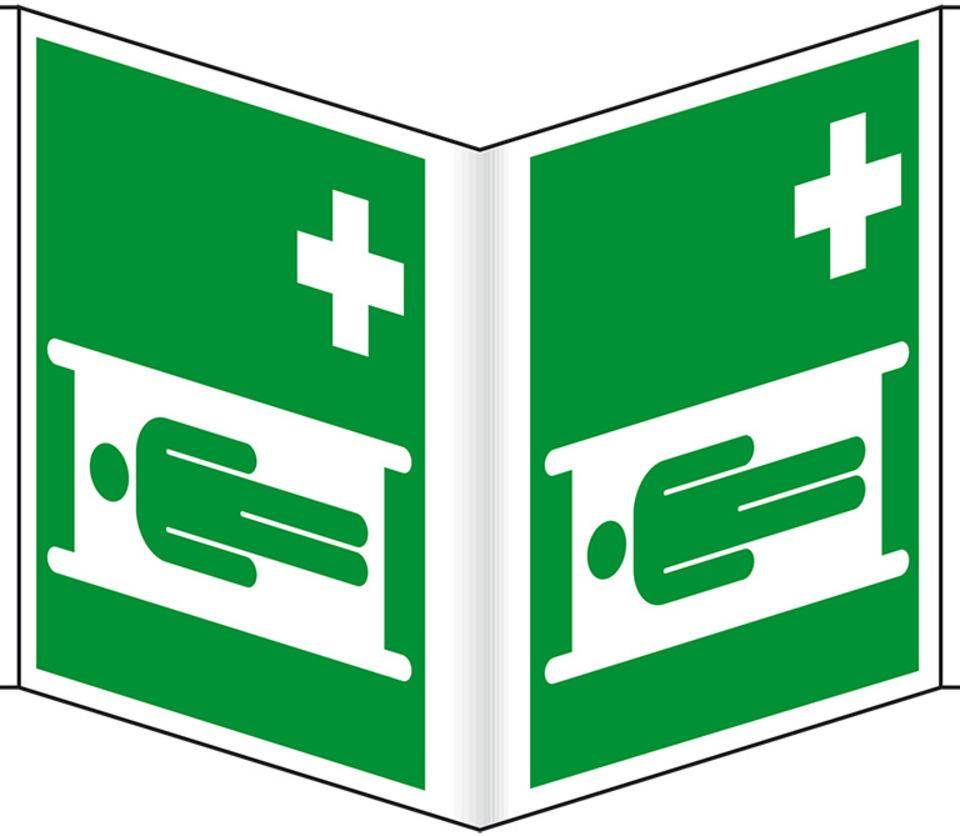 Rettungs-Nasenschild Krankentrage, Kunststoff, 200x200mm, ASR A1.3, DIN EN ISO 7010 E013