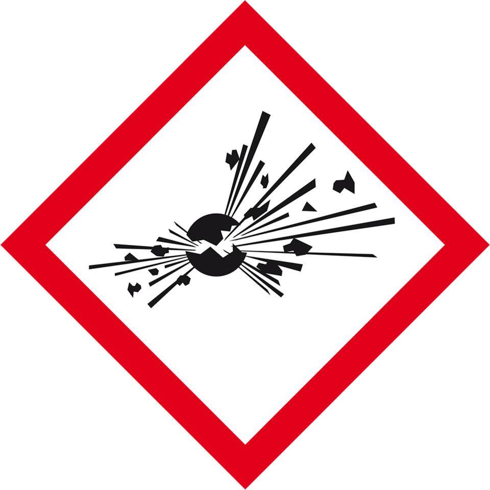 Gefahrensymbol Explodierende BombeGHS 01, Folie, selbstklebend, 52x52mm, 500/Rolle, GHS-Verordnung