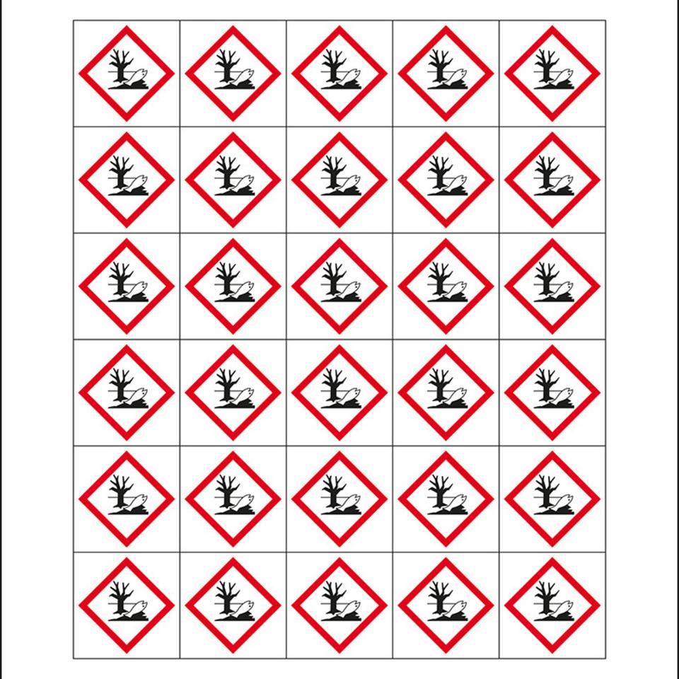 Minisymbole GHS 09 Gewässergefährdend, Folie, selbstklebend, 20x20mm, 30/Bogen