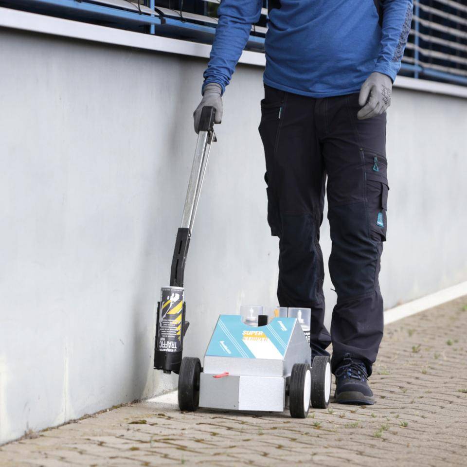 A.M.P.E.R.E. SUPER-Striper® Set Traffic Paint, inkl. 12 Dosen Traffic Paint, gelb