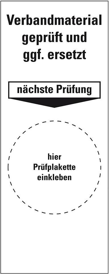 Grundetikett Verbandmaterial geprüft, Folie, selbstklebend, 40x100mm, 5/Bogen
