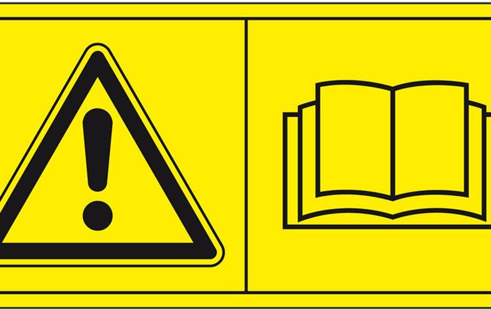 Hinweisschild Achtung!..., ISO 11684, Polyesterfolie, selbstklebend, 70x35mm