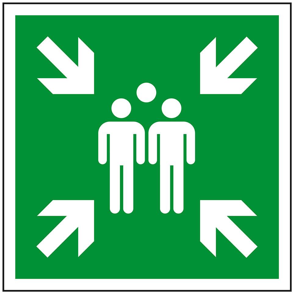 Rettungszeichen Sammelstelle, Aluminium, 600x600mm, ASR A1.3, DIN EN ISO 7010 E007