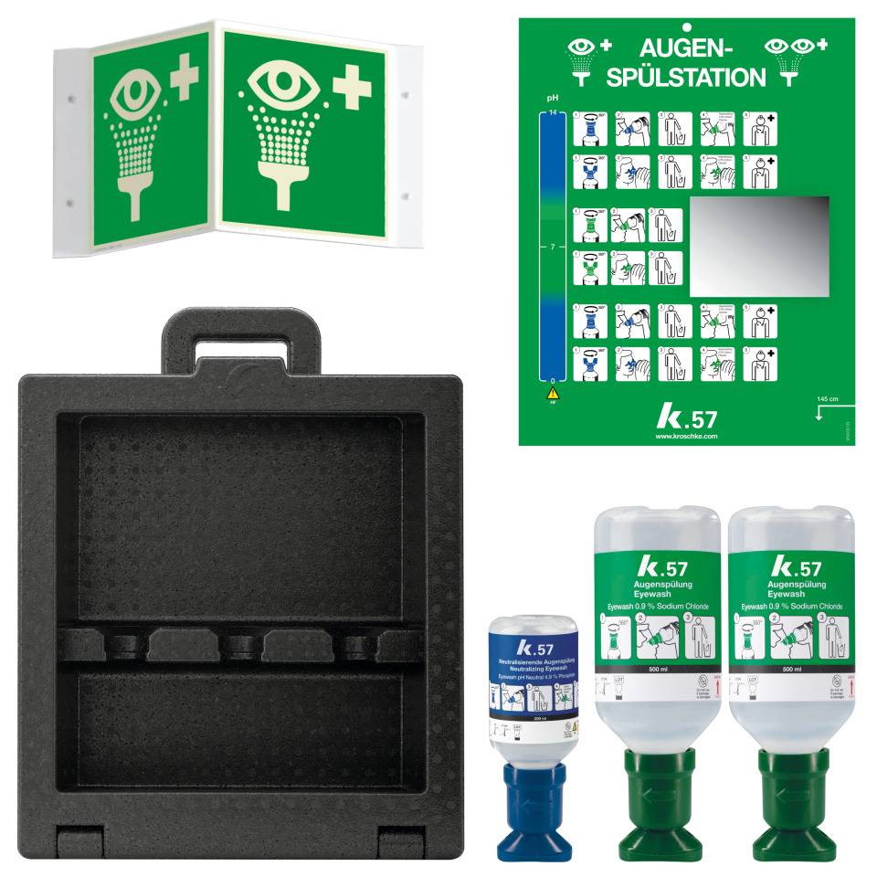 K.57 Vorteils-Set Augenspülung iBox 3, Wandbox, Augenspülung, Schild, Anleitungstafel