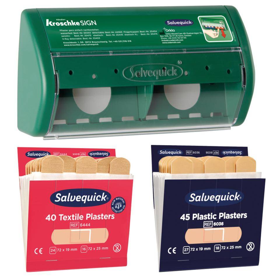 Vorteils-Set Salvequick® Pflasterspender, Nachfüllpflaster wasserfest/elastisch