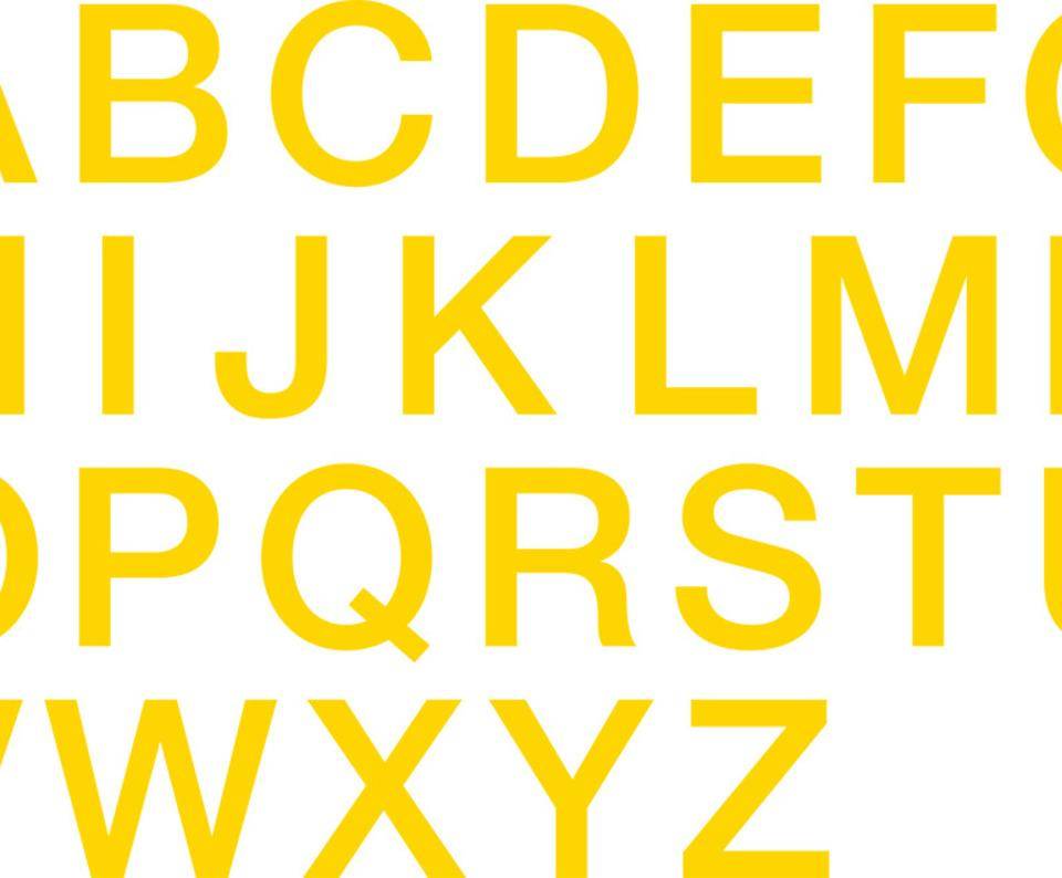 Magnetische Stanzbuchstaben A-Z, gelb, Magnetfolie, Schrifthöhe 50 mm, 26/VE
