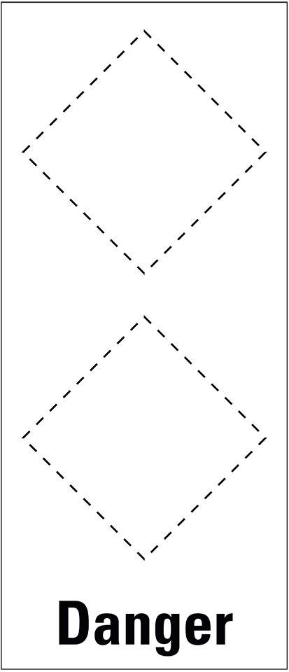 Grundetikett Danger, für 2 GHS-Piktogramme, Folie, selbstklebend, 30x70mm, 8/Bogen