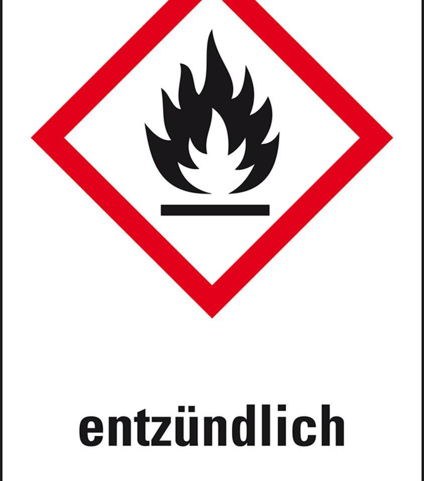 Gefahrensymbol Flamme GHS 02, entzündlich, Folie, 26x37mm, 12/Bogen, GHS-Verordnung